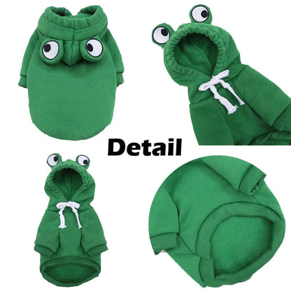 Cute Pets Hoodies Frog Shaped Cats Plush Coat Funny Cosplay Costume Pet Cat Clothes Dog Hooded Sweatshirt