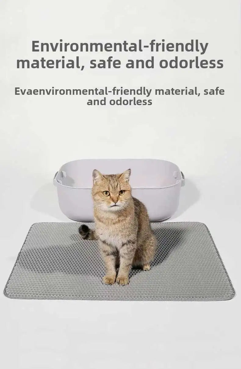 Cat Litter Mat Double Layer Cat Litter Box Waterproof Mat Non-slip Sand Cat Foldable Pad Washable Mat Pet Clean Supplies