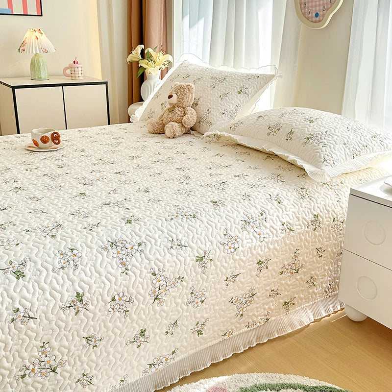 Bed cover,Thicken Bed Cover Floral Style Bedspread Home Bed Linen Double Bedspreads Adults Kids Room Bedsheet cubrecama (No Pillowcase)