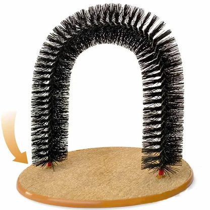 Cat Toy Arch Self Groome Pamper Feline with A Massage Grooming Rubbing Brush with Scratching Pad Toy for Cats Interactive Toys