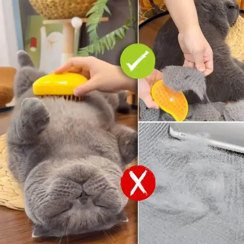 Cat Dog Steam Brush Cat Comb Spray Massage Brush 3in1 Anti-cat Fur Brush Folding Rotatable Floating Hair Bath Hair Removal