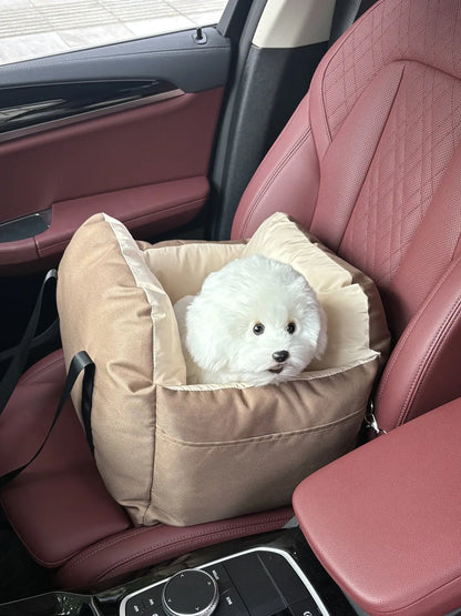 Dog Car SUV Seat Puppy Bed with Adjustable Fixed Strap Non-Slip Bottom Dog Seat for Dog Cat Traveling Carry Supplies Washable