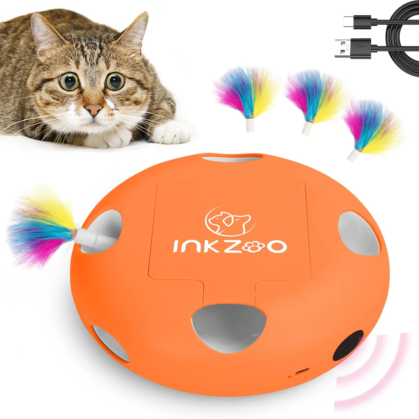 INKZOO Cat Toys, Interactive Cat Toys for Indoor Cats,  Smart Interactive Kitten Toy, Automatic 7 Holes Mice Whack-A-Mole