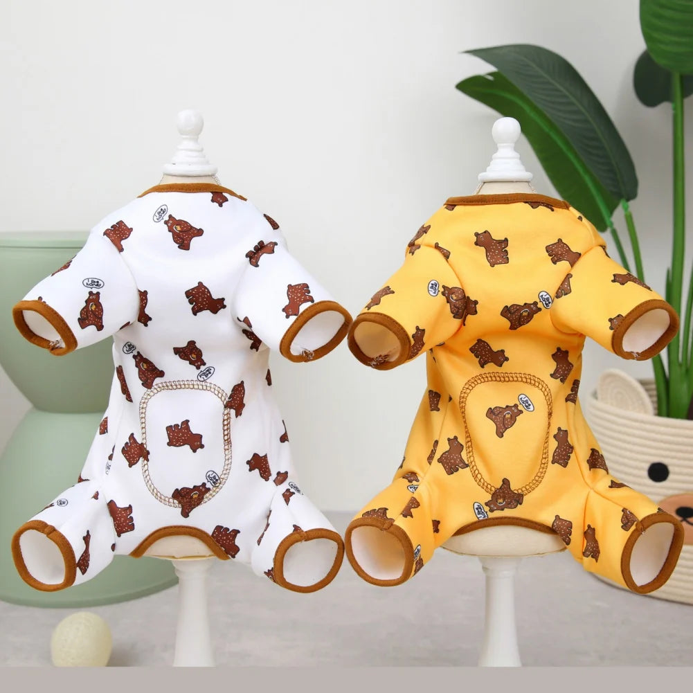 Dog Pajamas Small Dogs Pjs Jumpsuit 4 Legs Puppy Pajama Soft Dog Onesies Pet Clothes Autumn Winter Home Wear Hair Shedding Cover