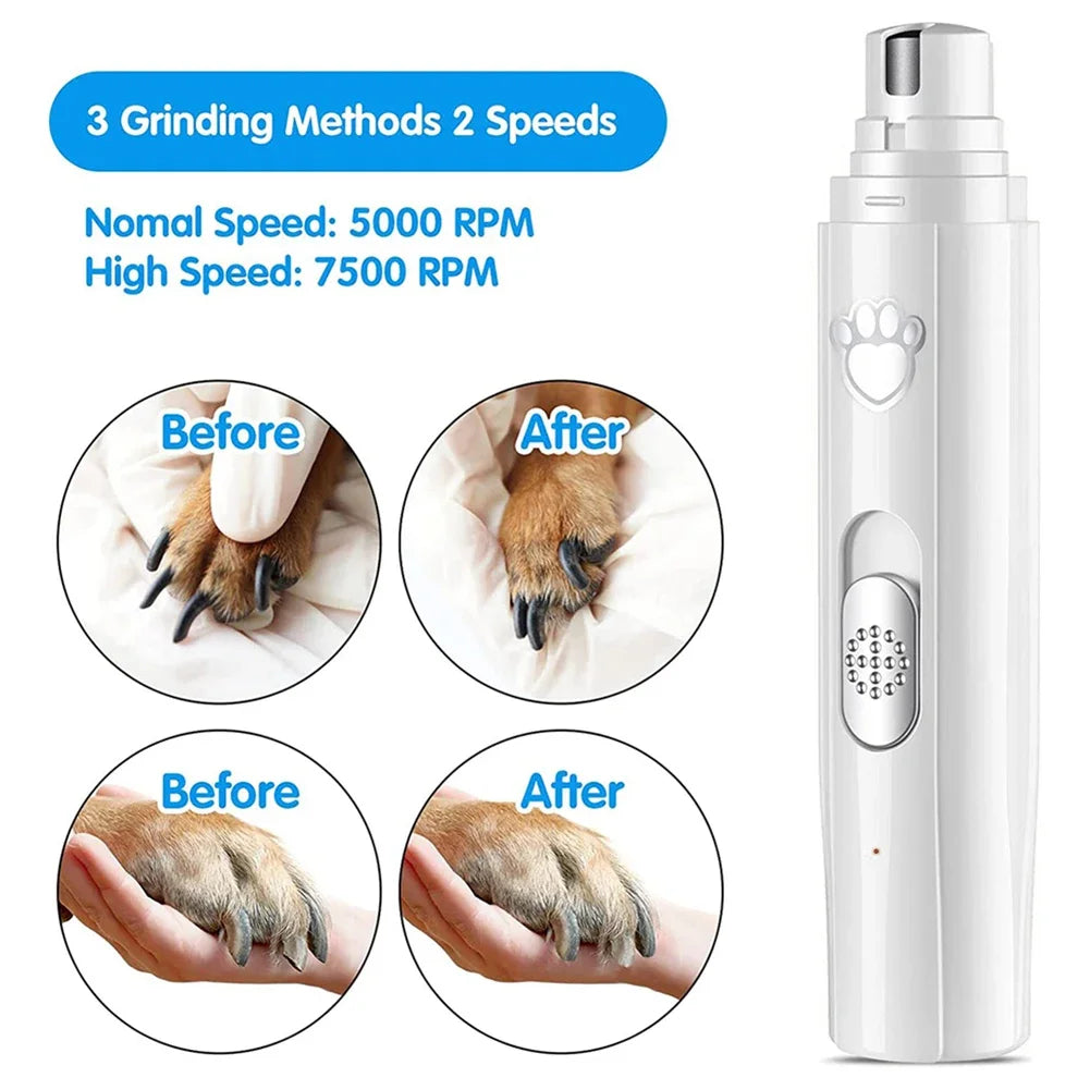 Electric Dog Nail Grinder Pet Nail Clipper USB Rechargeable Pet Nail Trimmers Painless with Polisher Wheel for Small/Large Pets