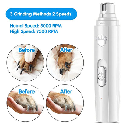 Electric Dog Nail Grinder Pet Nail Clipper USB Rechargeable Pet Nail Trimmers Painless with Polisher Wheel for Small/Large Pets