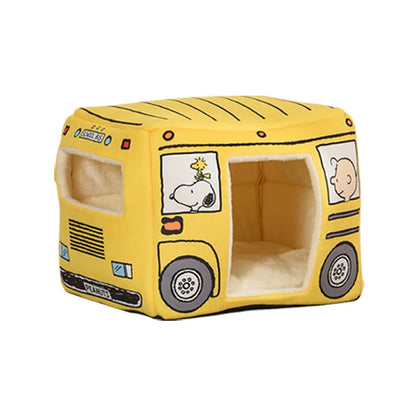 Peanuts Cat Nest Kennel Cartoon Pet Waterloo Charlie Snoopy Bus Pet Sleeping Pad Cat Nest Cute Small Dog Kennel Gift Foldable