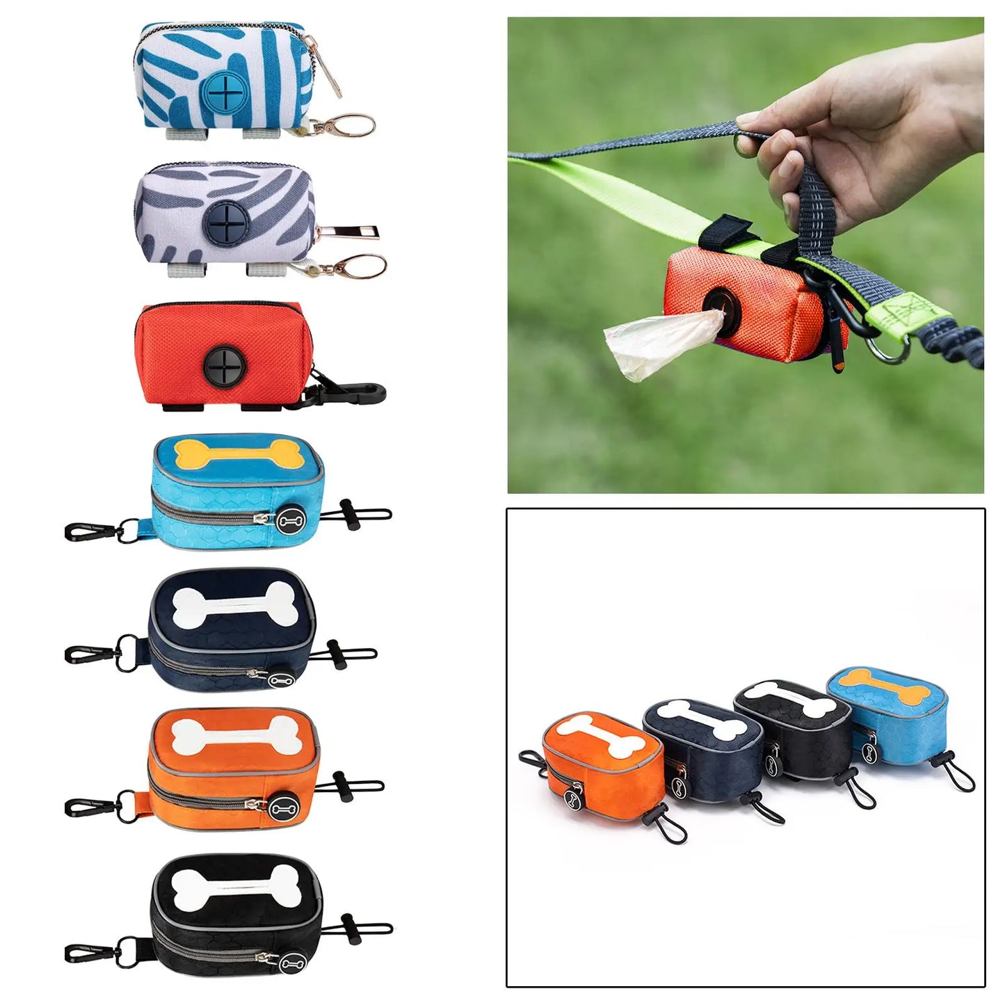 Dog Poop Bag Holder Waste Bag Carrier Doggy with Carabiner Clip Waste Bag Dispenser for Travel Outdoor Walking Camping