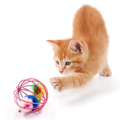 1pc Cat Toy Stick Feather Wand With Bell Mouse Cage Toys Plastic Artificial Colorful Cat Teaser Toy Pet Supplies Random Color