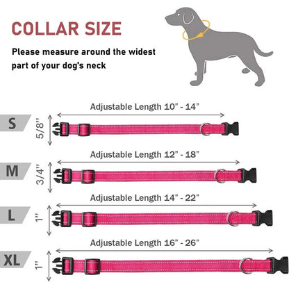 Reflective Dog Collar Strap With Adjustable Safety Nylon Pet Collar Pet Traction Rope Suitable For Small And Medium-Sized Pets