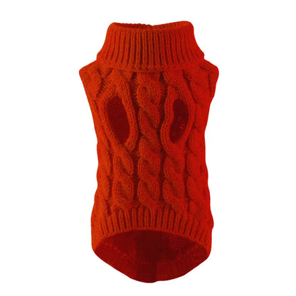 New Pet Small Pet Dog Clothes Sweater Fashion Autumn Winter Solid Fried Dough Twists Knitting Warm Comfort Clothing