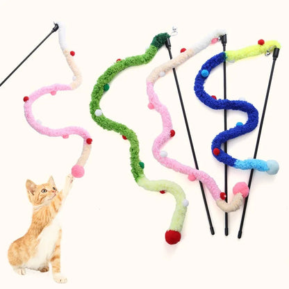 Cat Toy Feather Cat Teaser Wand Cat Interactive Toys Funny Caterpillar Colorful Rod Christmas Hairball Teaser Wand Pet Supplies