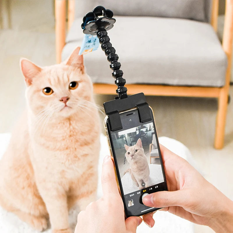 Pet Photography Tool Cat Dog Watching Lens Camera Selfie Stick for Cell Phone Attention-grabbing Snacks Props Holder Selfie Clip