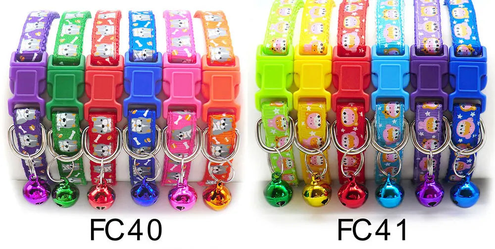 12 Pcs Wholesale Collars for Cat Collar With Bell Adjustable Necklace Cat Puppy Kitten Collar Dropshipping Pet Cats Collar Perro