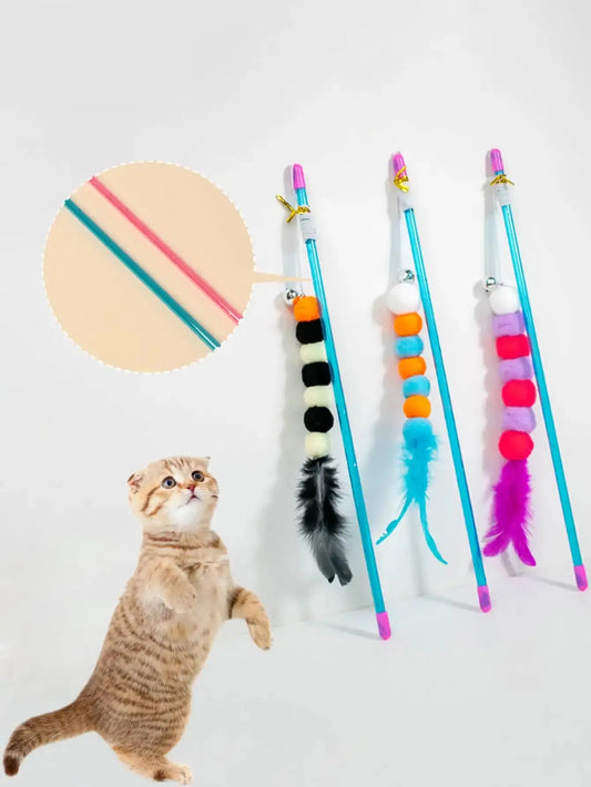 1 PCs New Elastic String Imitated Furs Bug Funny Cat Stick Suitable for Cats