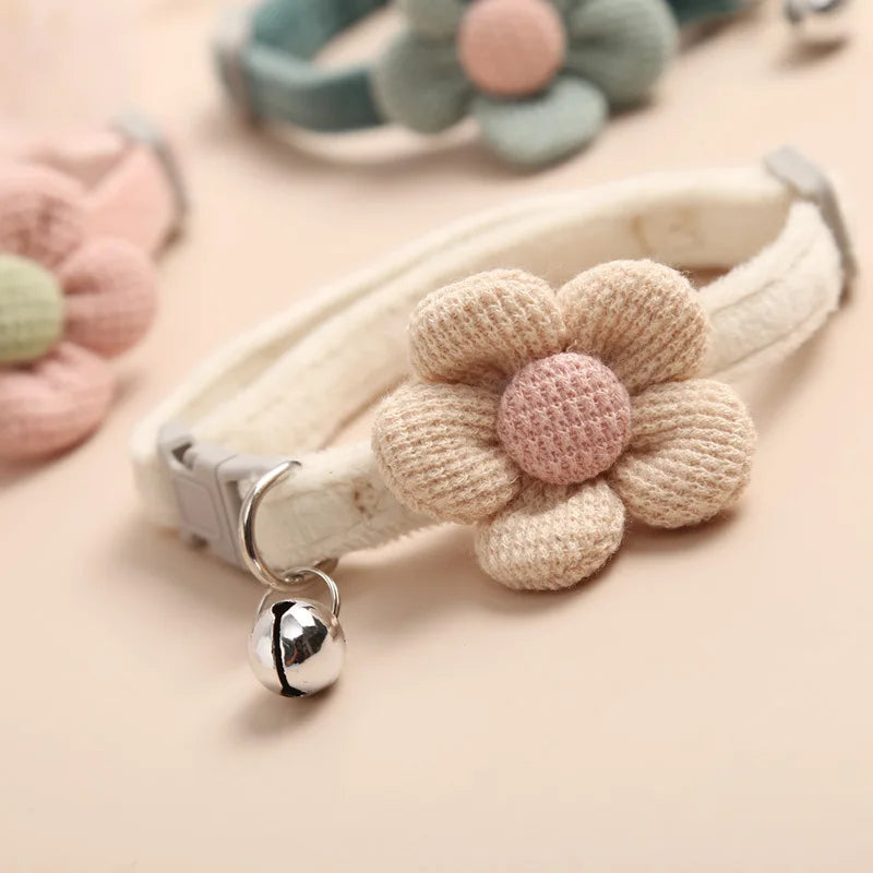 1Pc Cat Collar with Cute Flower  Adjustable Buckle Cat Collar Bell Collar Cat  Small Pet Supplies  Kitten Collar  Small Dog Acce