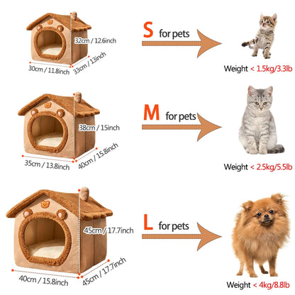 Foldable Pet House Removable Washable Cat House Puppy Cave Sofa Pet Bed House for Extra Small Dogs and Small and Medium Cats2024