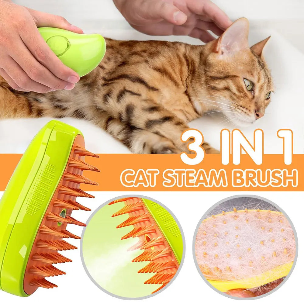 2025 Silicone World Cat Dog Pet Spray Massage Comb Electric Steam Brush Grooming 3 in 1 Pet Remove Tangles Loose Hair for Massage