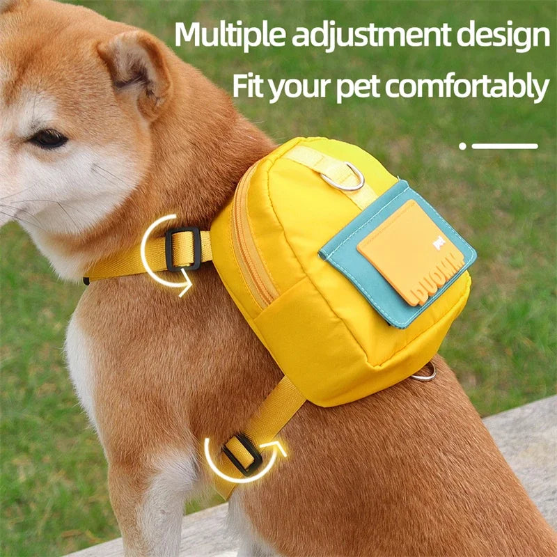 Pet Backpack With Harness Collar Outdoor Travel Portable Dog Training Treat Pouch Puppy Snack Reward Waist Bag Dogs Poop Bags