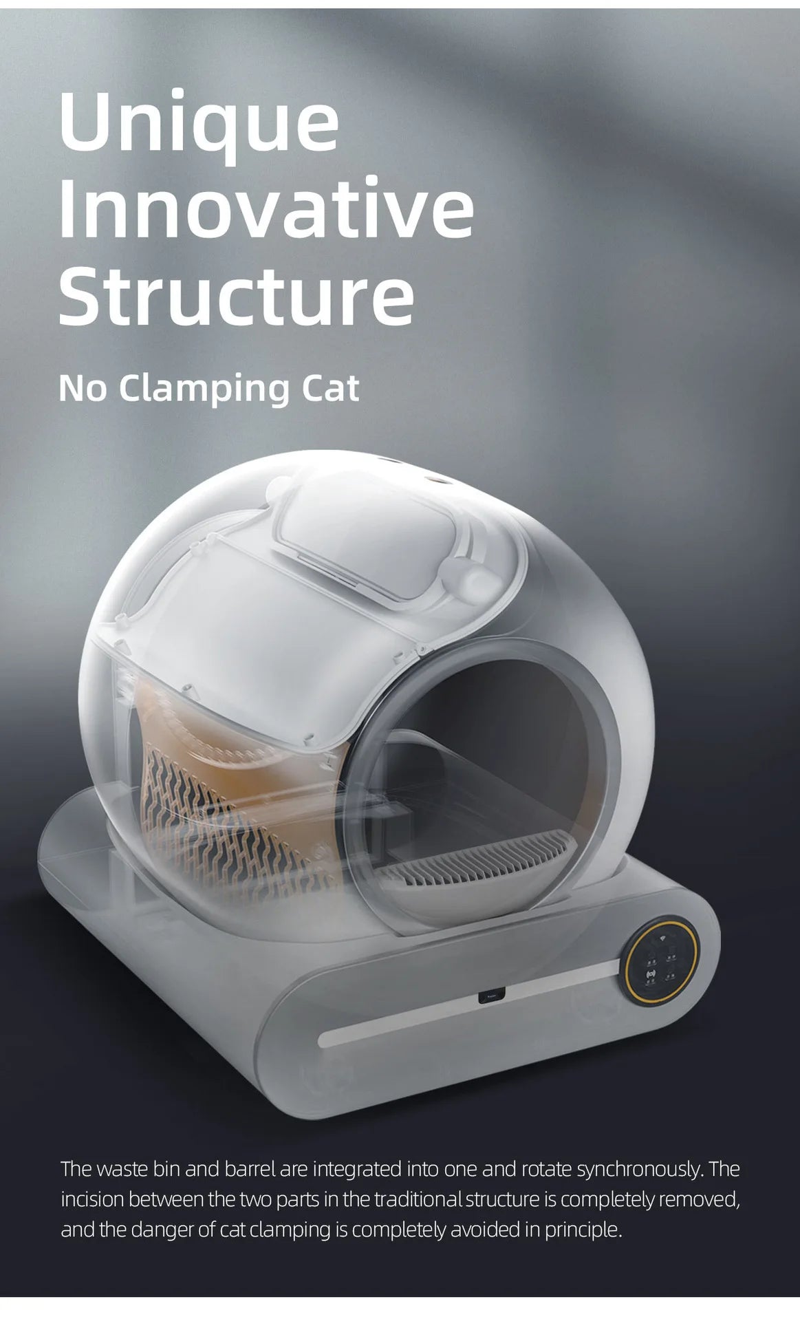 Tonepie 65L Automatic Smart Cat Litter Box Self Cleaning Fully Enclosed Cat Litter Box Pet Toilet Litter Tray English versions