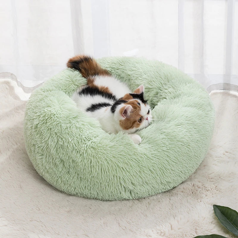 Cat Nest Round Soft Shaggy Mat for Kittens Chihuahua Indoor Dog Cat Bed Pet Supplies Removable Machine Washable Pillow Bed