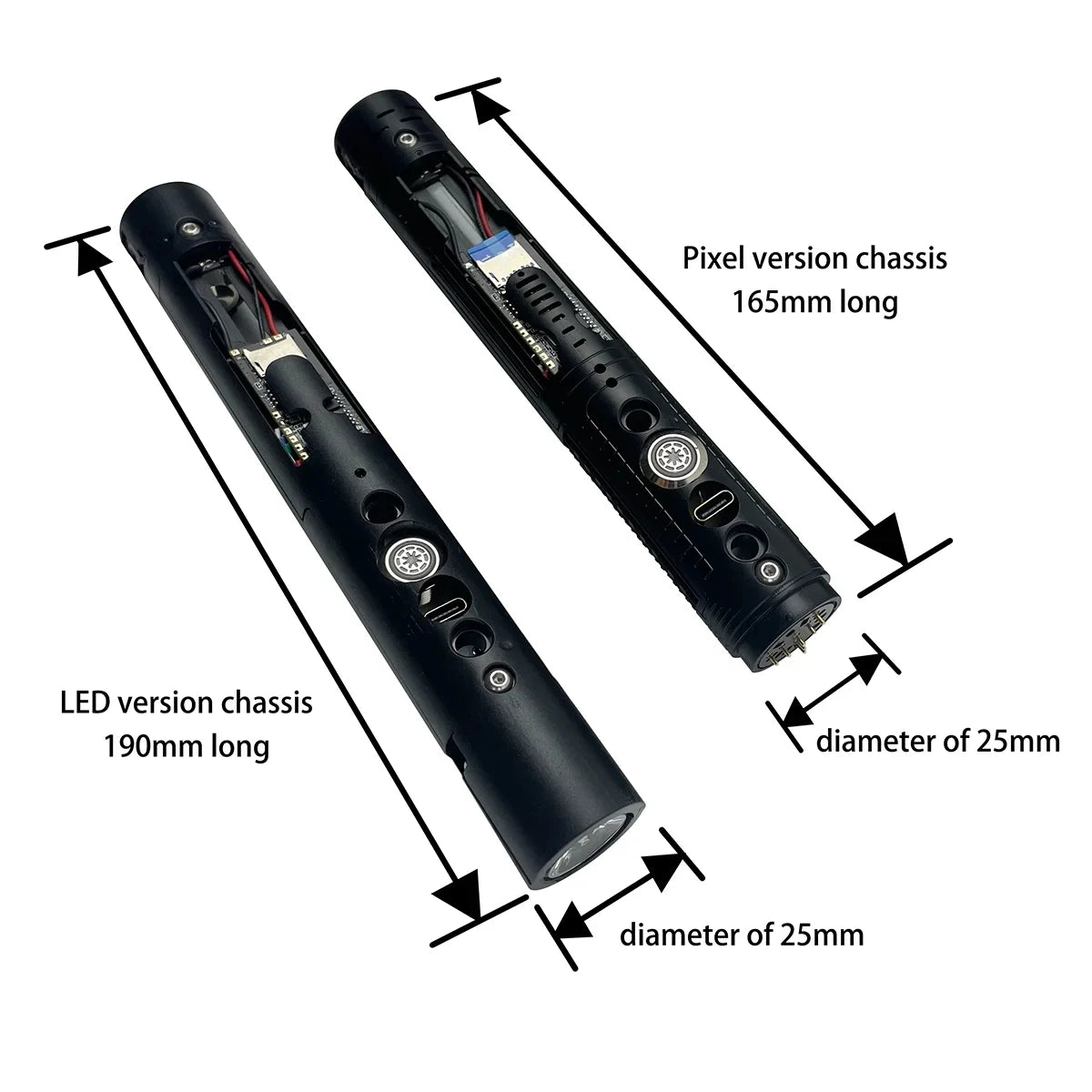 Lightsaber Metal Hilt No Electronics Laser Sword Fits Neopixel RGB Proffie 2.2 C Port Electronic Chassis Dueling LTG Light Saber