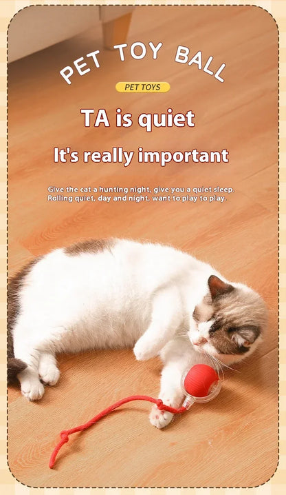 Cat Interactive Ball Toy Automatic Rolling Ball with Tail Rechargeable Smart Pet Interactive Toy Intelligent Mouse for Cat