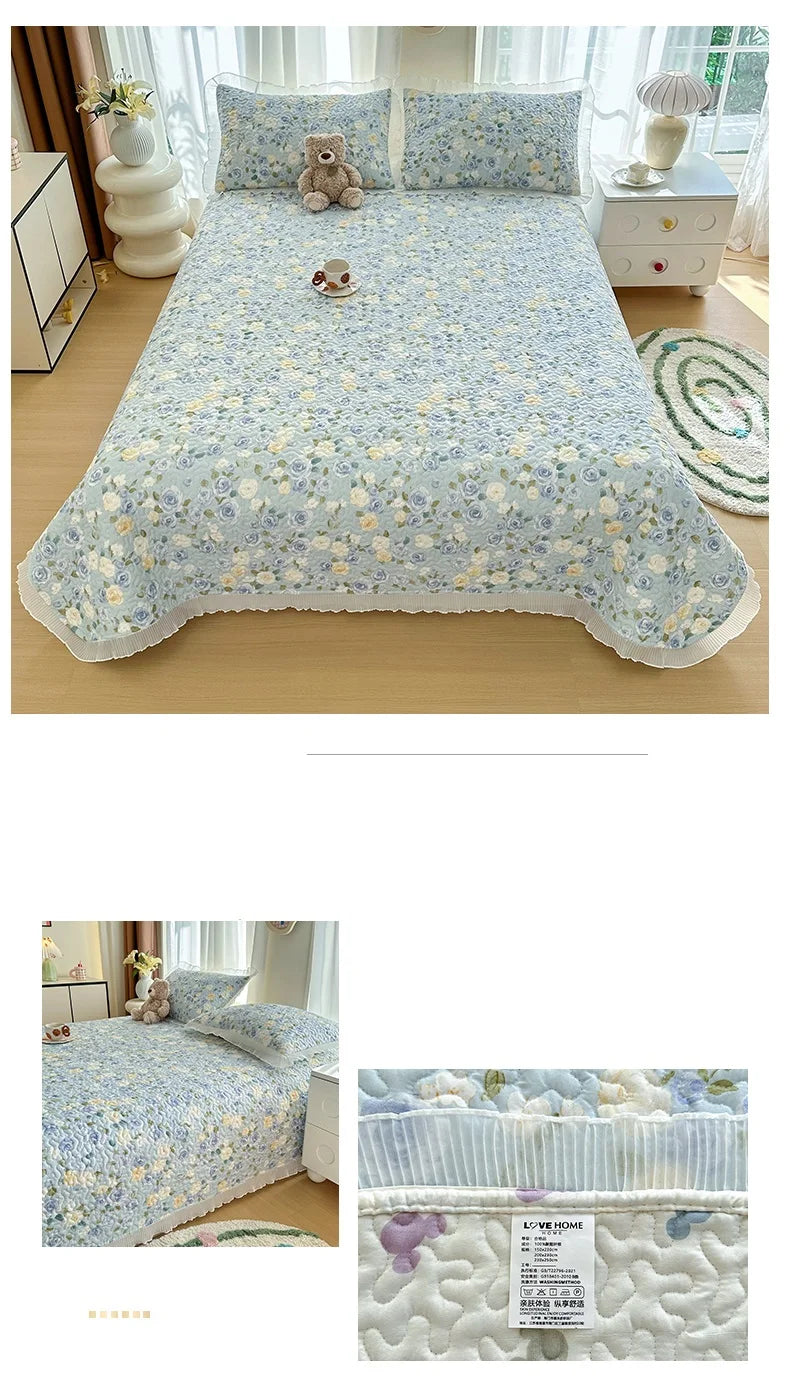 Bed cover,Thicken Bed Cover Floral Style Bedspread Home Bed Linen Double Bedspreads Adults Kids Room Bedsheet cubrecama (No Pillowcase)