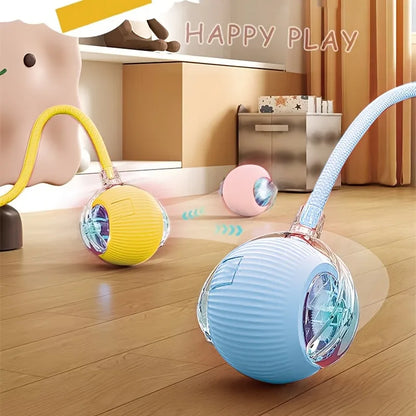 Cat Interactive Ball Toy Automatic Rolling Ball with Tail Rechargeable Smart Pet Interactive Toy Intelligent Mouse for Cat