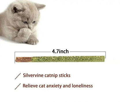 Natural Matatabi Cat Sticks Silvervine Mint Rods. Stimulate Bite/ Get Excited, Teeth Cleaning, Treating Pet Supply Fun Cat Toy