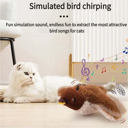 Interactive Cat Toy Chirping Bird , 2025 New Rechargeable Interactive Flapping Chirping Bird Cat Toy, Bird Catnip Toys Cat games