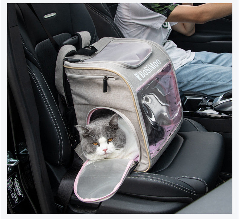 Portable Pet Cart Travel Transport Bag Transparent Bag Detachable Trolley Case Dog Cat Accessories Roller Luggage Backpack