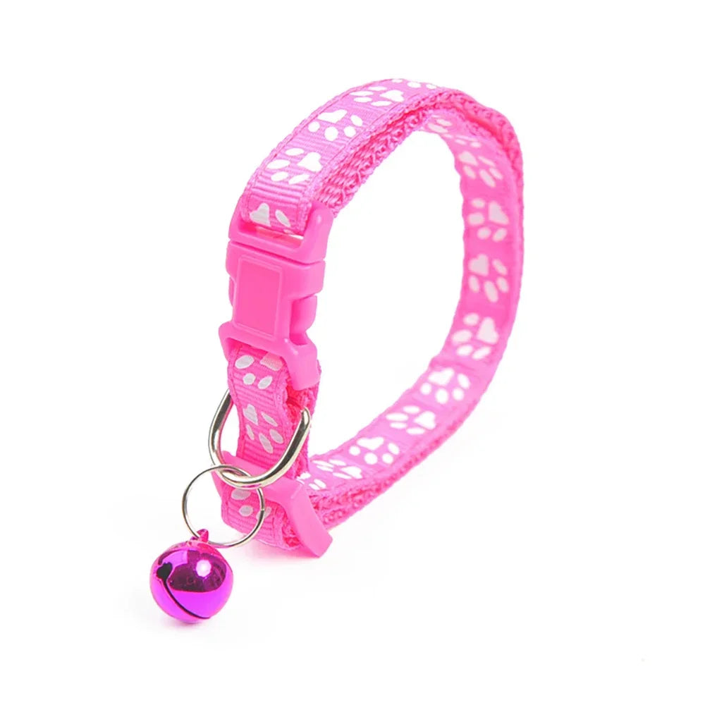 Footprint Pet Collar Dog Collar With Bell Pet Necklace Reflective Adjustable Collar For Puppy Kitten Chihuahua Dog Accessories