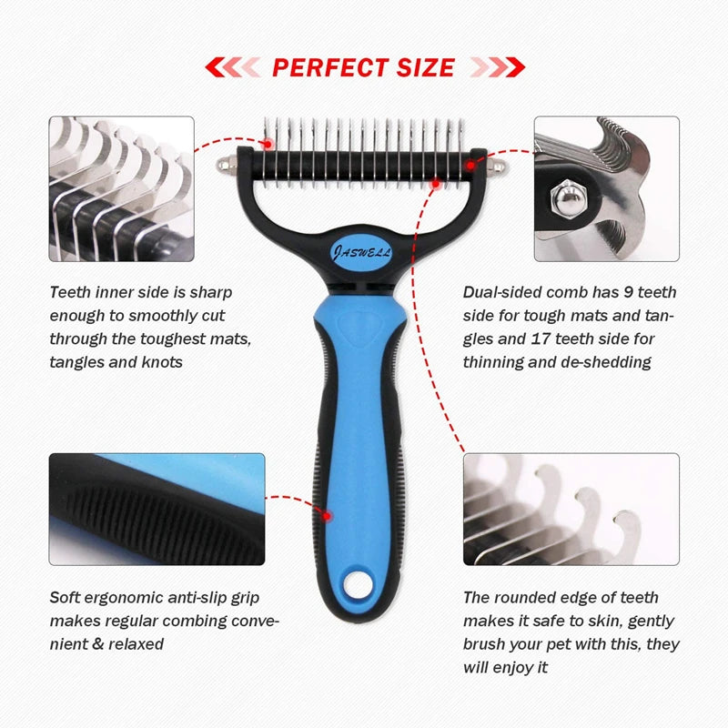 2025 Pets Tool, New Hair Removal Comb for Dogs Cat Detangler Fur Trimming Dematting Brush Grooming Tool For matted Long Hair Curly Pet