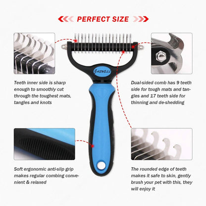 2025 Pets Tool, New Hair Removal Comb for Dogs Cat Detangler Fur Trimming Dematting Brush Grooming Tool For matted Long Hair Curly Pet