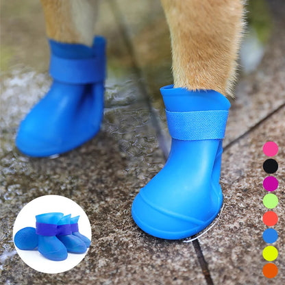 4Pcs Pet WaterProof Rainshoe Anti-slip Rubber Boot For Small Medium Large Dogs Cats Outdoor Shoe Dog Ankle Boots Pet Accessories