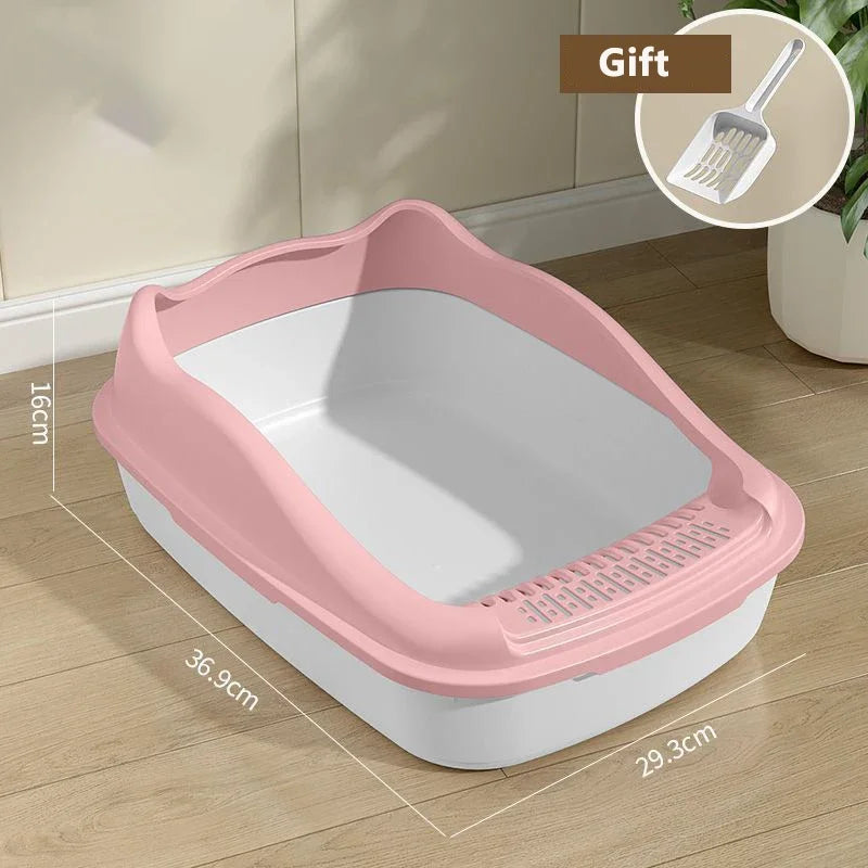 Cat Litter Box for Small Cats Animals Semi Closed Cat Dog Tray with Scoop Excrement Training Sand Litter Box Cat Accessories