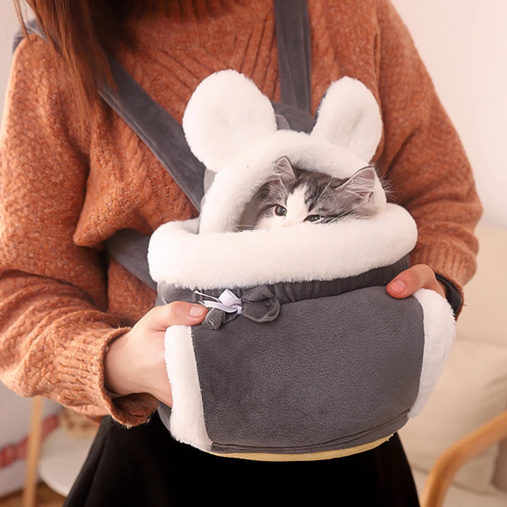 cats bag, Winter Warm Cat Backpack Soft Cozy Cute Plush Pets Cage All In 1 Style Cat Bag Carrier Bag For Outdoor Travel Pet Accessories