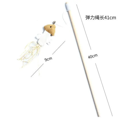 1PC Teaser Feather Toys Kitten Funny Colorful Rod Cat Wand Toys Wood Pet Cat Toys Interactive Stick Pet Cat Supplies