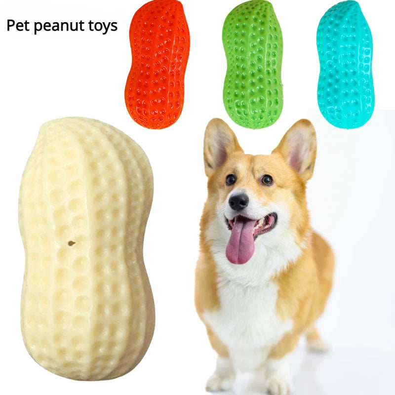 Dog Chewing Toy Simulation Peanut Squeaking Plaything Grinding Teeth Cleaning Anti Bite Rubber Cat Pet Toy Interactive Chew