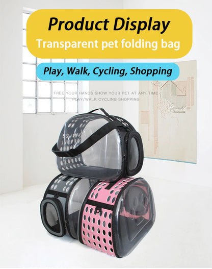 Pet Shoulder Bag Cat Carrier Outdoor Travel Breathable Handbag Puppy & Kitten Capsule Transparent Portable Shoulder Strap Bag