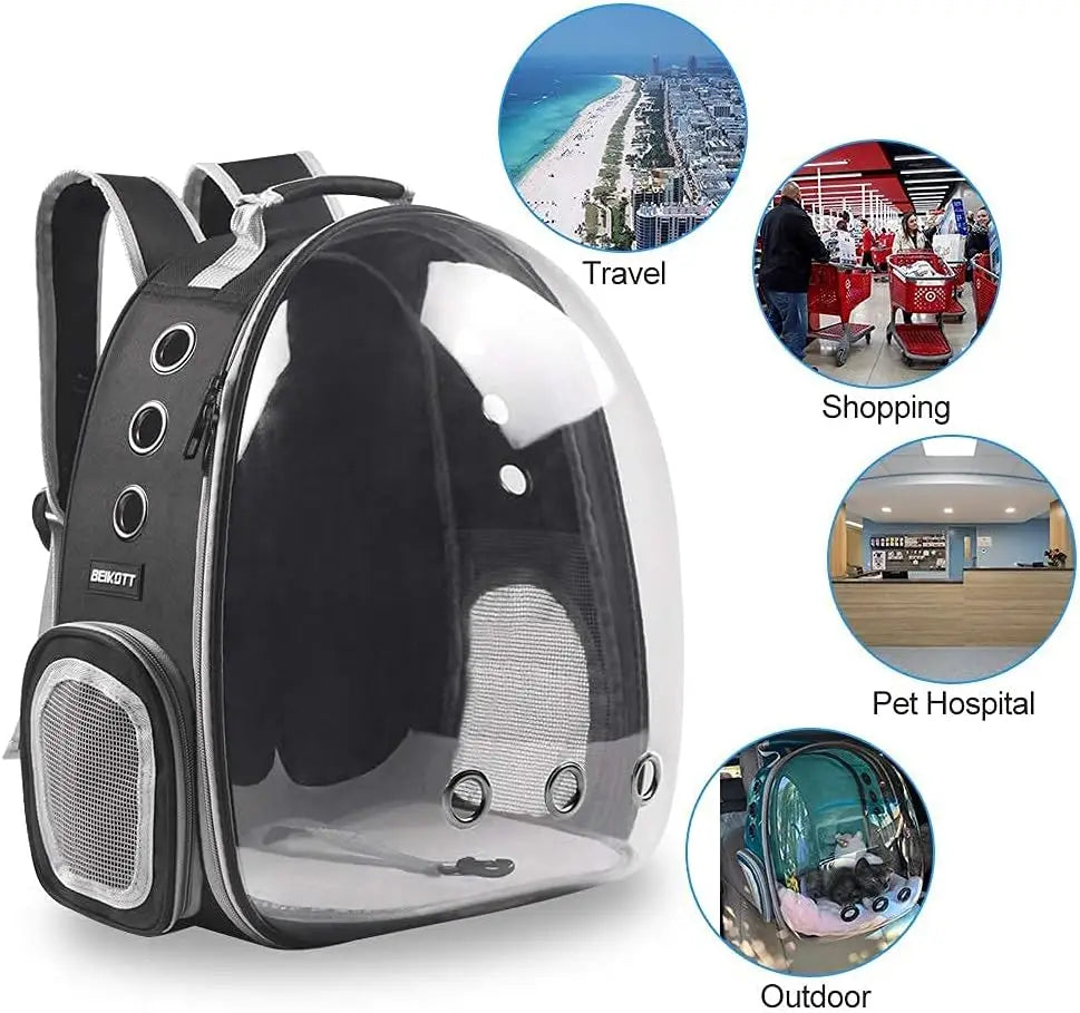 Pet Carrier Backpack Cat Carrier Shoulder Bag For Cats Breathable Cat Backpack Portable Transparent Space Capsule Pet Bag