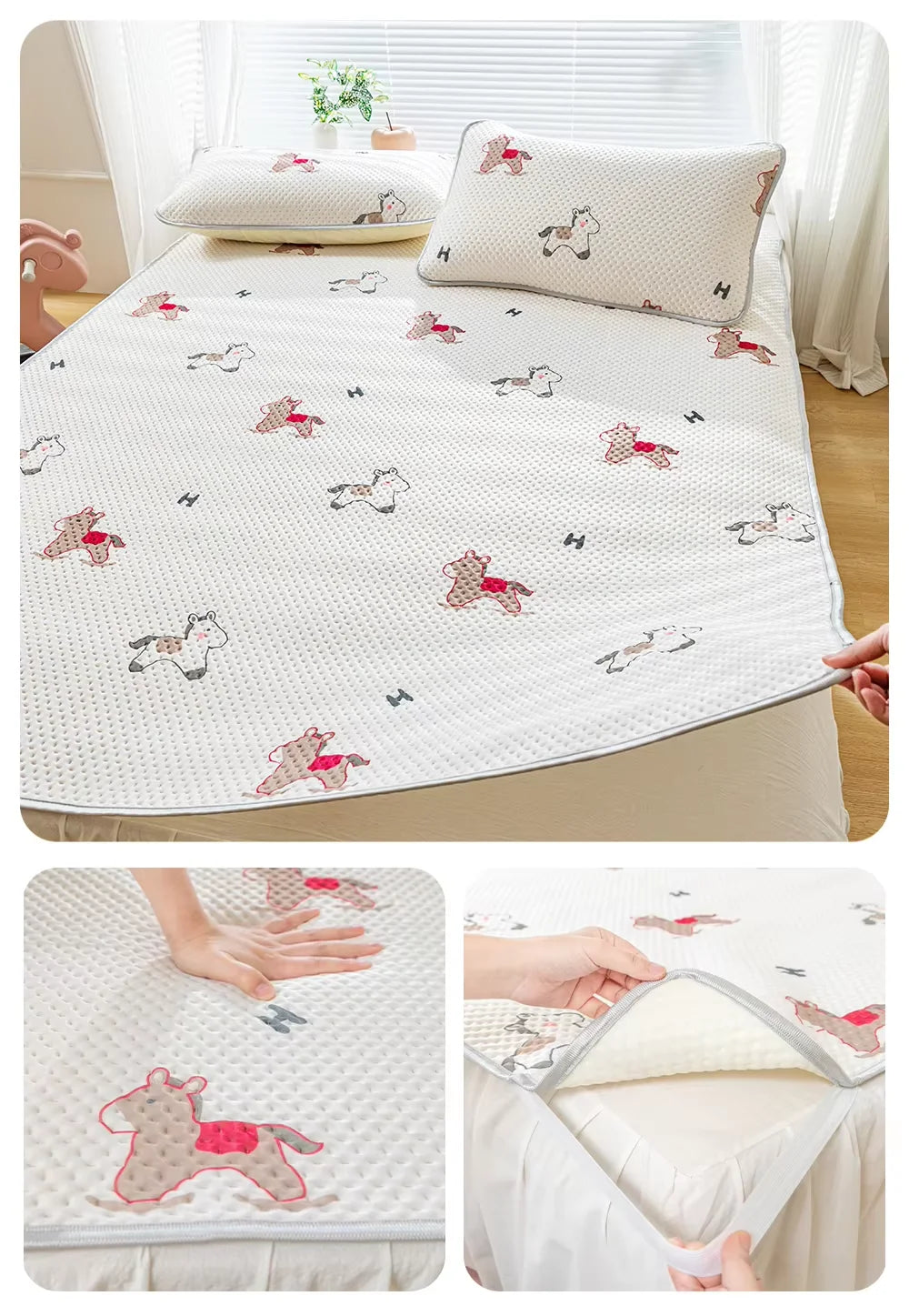 Bed Covers, Yanyangtian Summer cotton pad two-piece / three-piece cartoon series Cool and comfortable bed