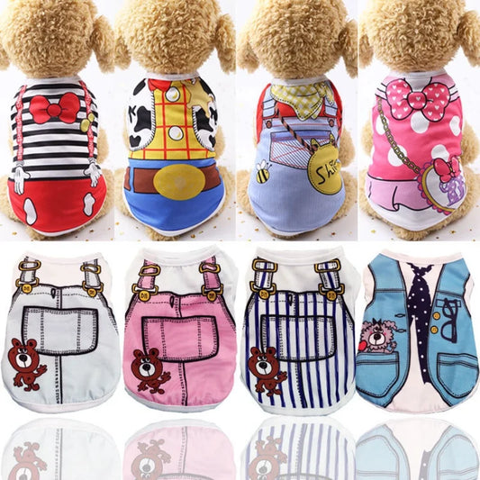 Puppy Dogs Soft Vests Pet Dog Clothes Cartoon Clothing Summer Shirt Casual T-Shirt for Small Pet Supplies