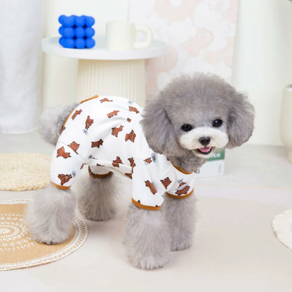 Dog Pajamas Small Dogs Pjs Jumpsuit 4 Legs Puppy Pajama Soft Dog Onesies Pet Clothes Autumn Winter Home Wear Hair Shedding Cover