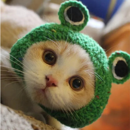 Cute Lion Mane Frog Cat Wig Hat Cover Funny Pet Cloth Cap Fancy Party Little Dog Cosplay Costume Rabbit Bear Kitten Puppy Hats