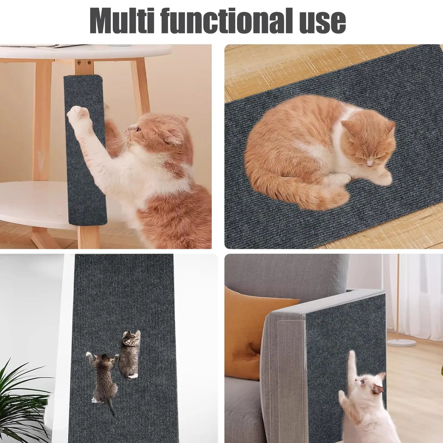 Cat Scratching Mat Cat Carpet with Self-Adhesive Trimmable Cat Scratching Post Carpet, Cat Scratch Furniture Protector