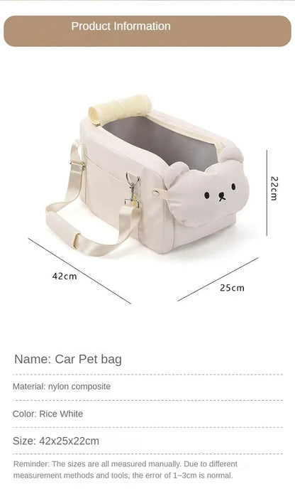 Pet Dog Car Seat Cat Carrier  Booster Seat on  Armrest Travel Bags for Cats Dogs with Easy Carrying Strap Travel Car Carrier