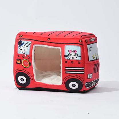 Peanuts Cat Nest Kennel Cartoon Pet Waterloo Charlie Snoopy Bus Pet Sleeping Pad Cat Nest Cute Small Dog Kennel Gift Foldable