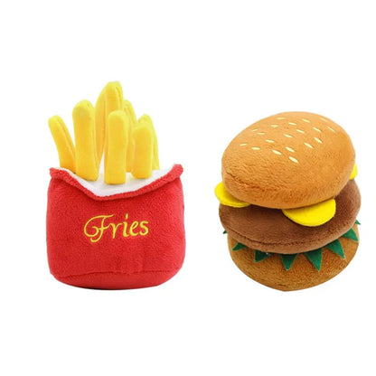 Pet Plush Toys Pizza Burgers Pet Sound Toys Dog Bite and Grind Resistant Pet Supplies Pomerian Dog Accessories Puppy